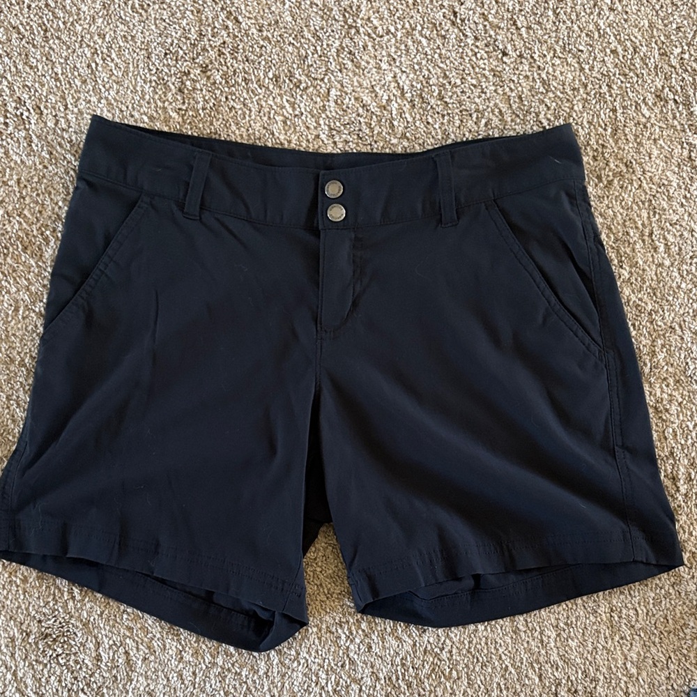 Columbia Black Athletic Shorts with Double-Button Waist